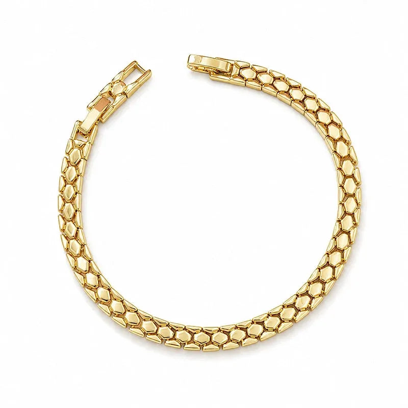 ✨ Double Win: Buy 2 Get 1 FREE + 50% OFF 💫 Gold Snake-Scale Chain Bracelet – Liquid Shine, Textured Luxe 🌟