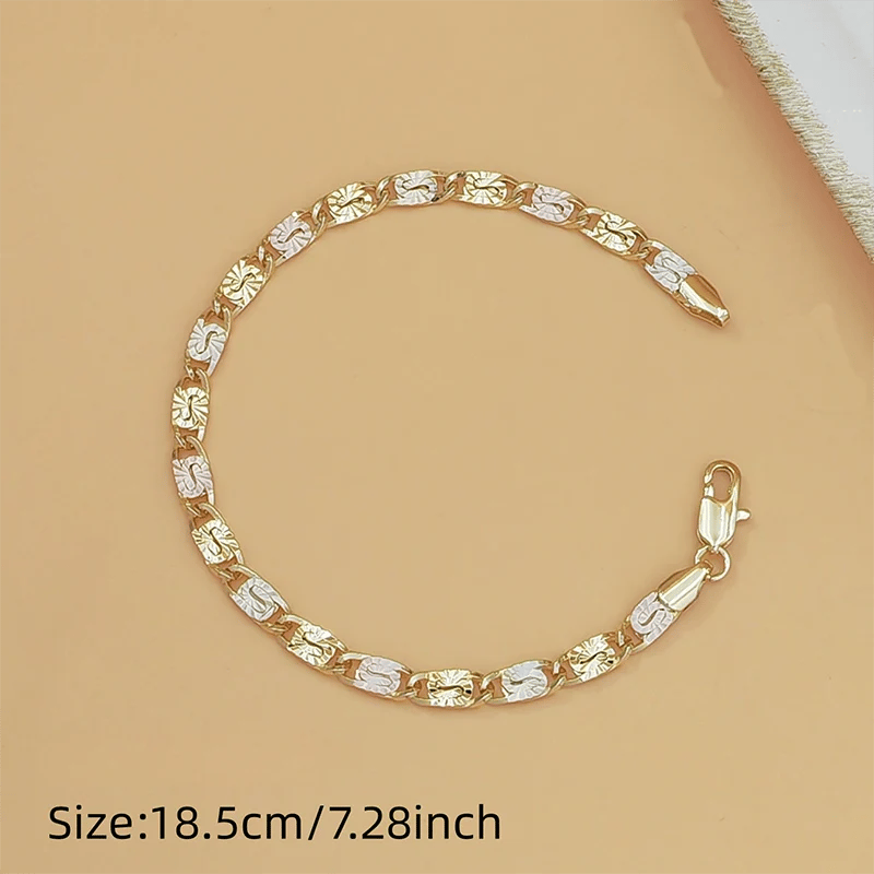 💎 Unisex Tri-Color Link Bracelet – Gold/Rose/Silver, Faceted Cut, Lobster Clasp 🖤