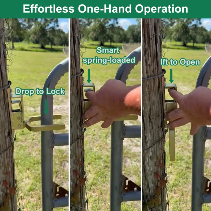 🔒Instant Locking Gate Latch – Prevents Cattle, Sheep & Horses From Escaping