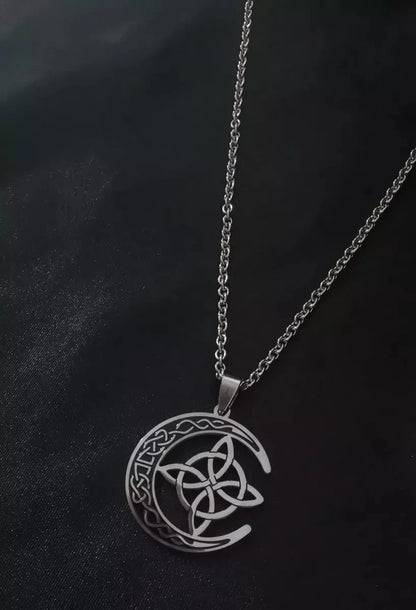 🥳🥳Celtic Knot Crescent Steel Pendant Necklace 🔥🔥Buy 2 Get 1 Free