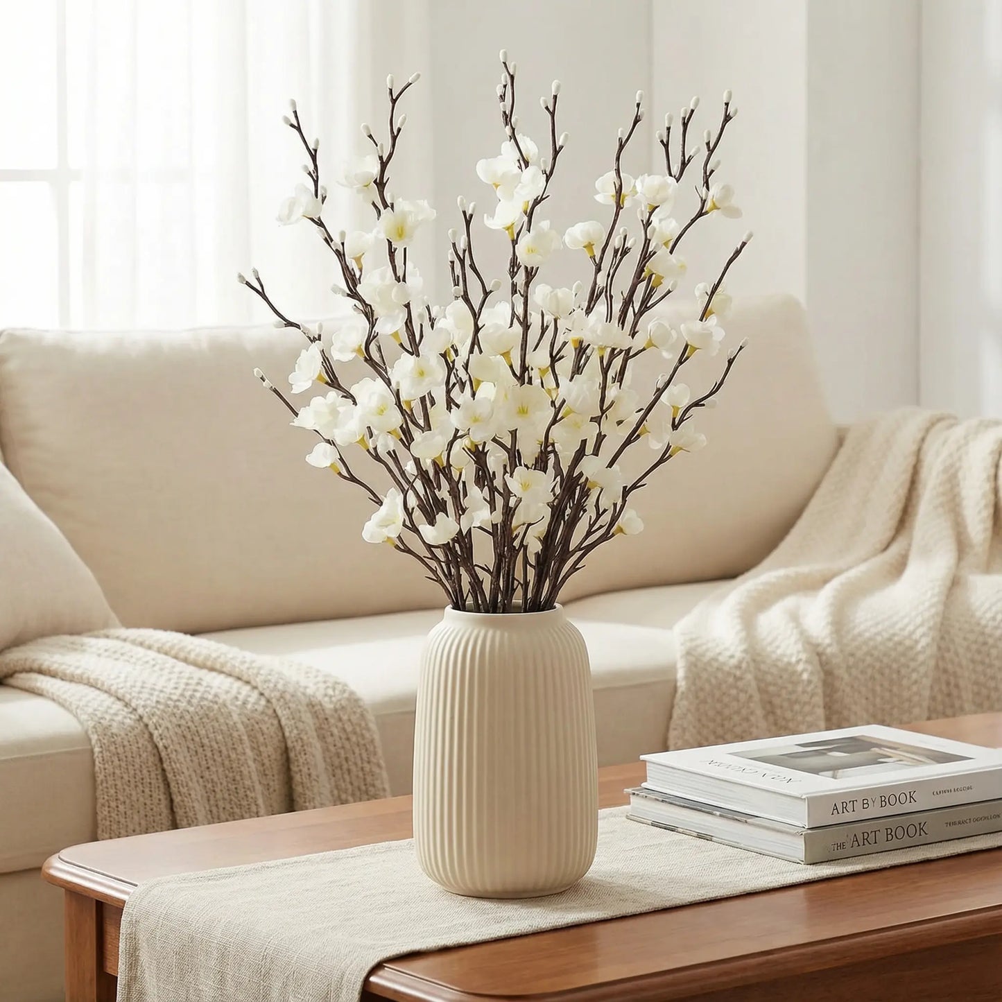 🌸 Artificial Plum Blossom Branches – Realistic Silk Flower Decor