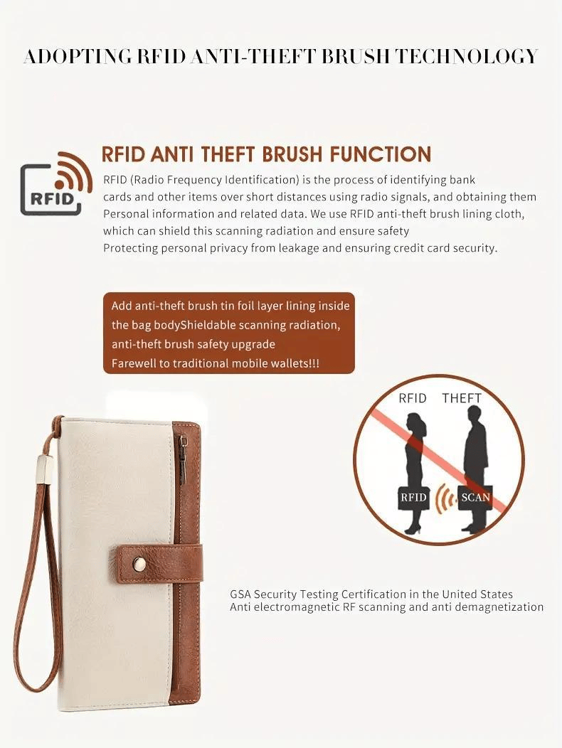 Women's RFID Leather Long Wallet - Stylish Clutch👛