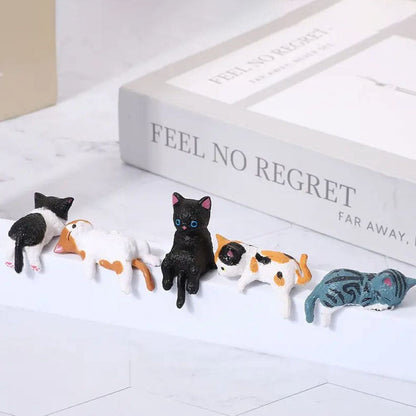 🐱Hand-Painted Mini Cat Desk Figurines 🐶- Set of 5 Cute Cartoon Kitty Companions