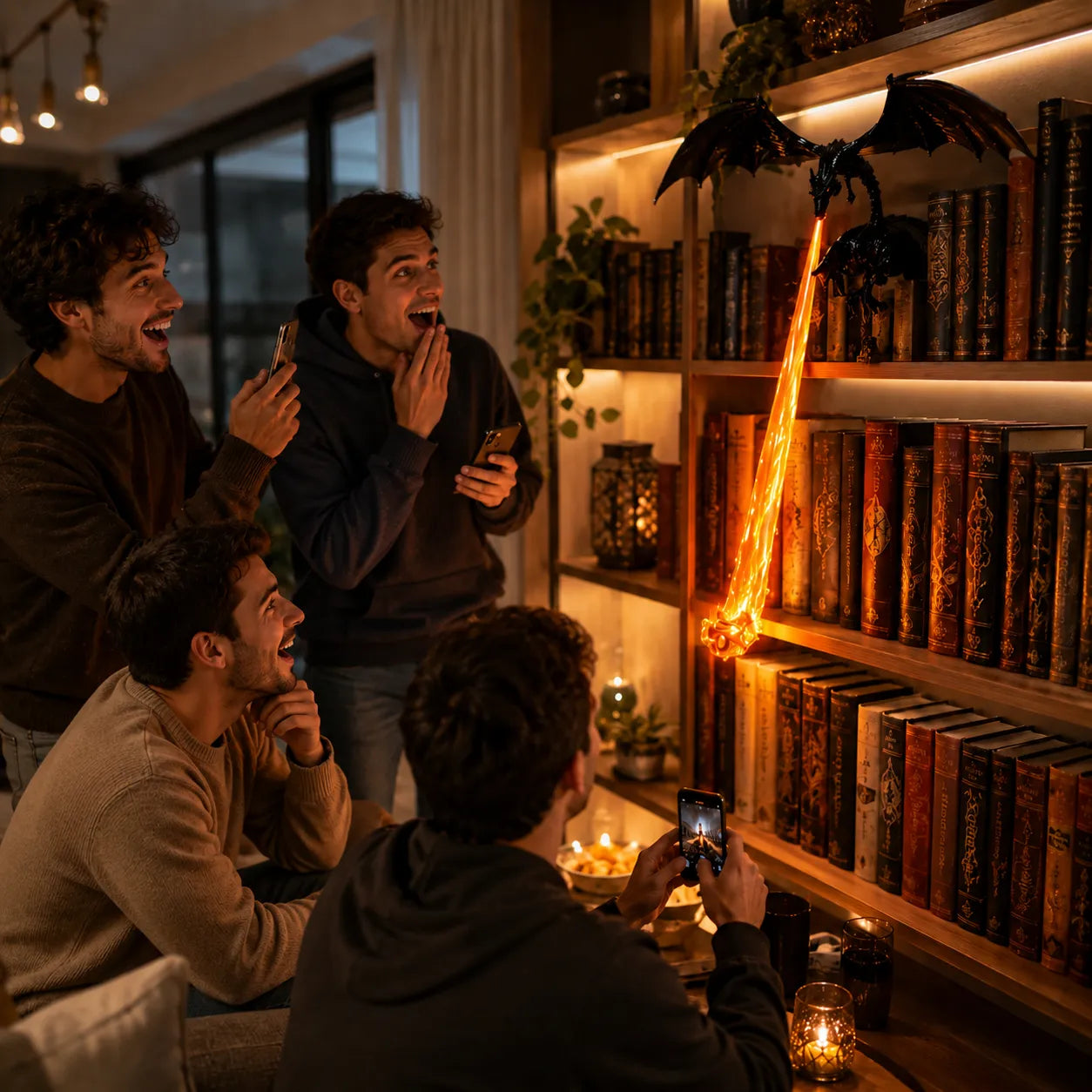 Dark Aesthetic Dragon Bookshelf Ornament for Home Study Scene