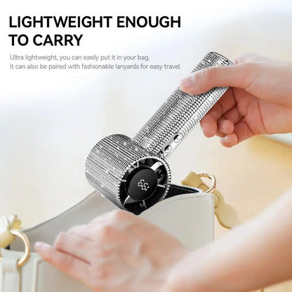 💎Luxury Diamond Bling Handheld Fan🌬️3 Speed Turbo Rechargeable Mini Fan With Digital Display