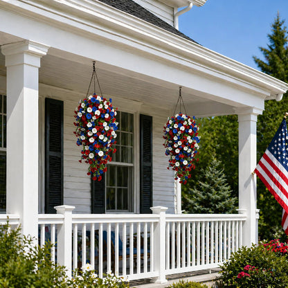 🏆Flash Sale-50% OFF⚡ 50K+ SOLD! Red, White & Blue Artificial Morning Glory Hanging Vines – 3-Piece Set