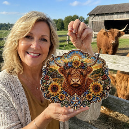 🦬🌻✨Highland Cow Diamond Art Hanging Ornament Kit