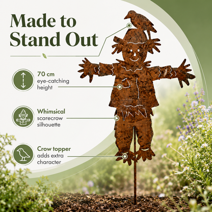 23'' Rustic Metal Scarecrow Garden Stake with Crow