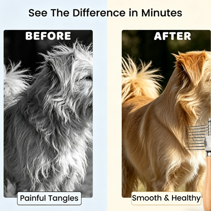🐶 Wooden Handle Dog Cat Grooming Comb Pet Hair Detangler Shedding Brush for Matted Fur