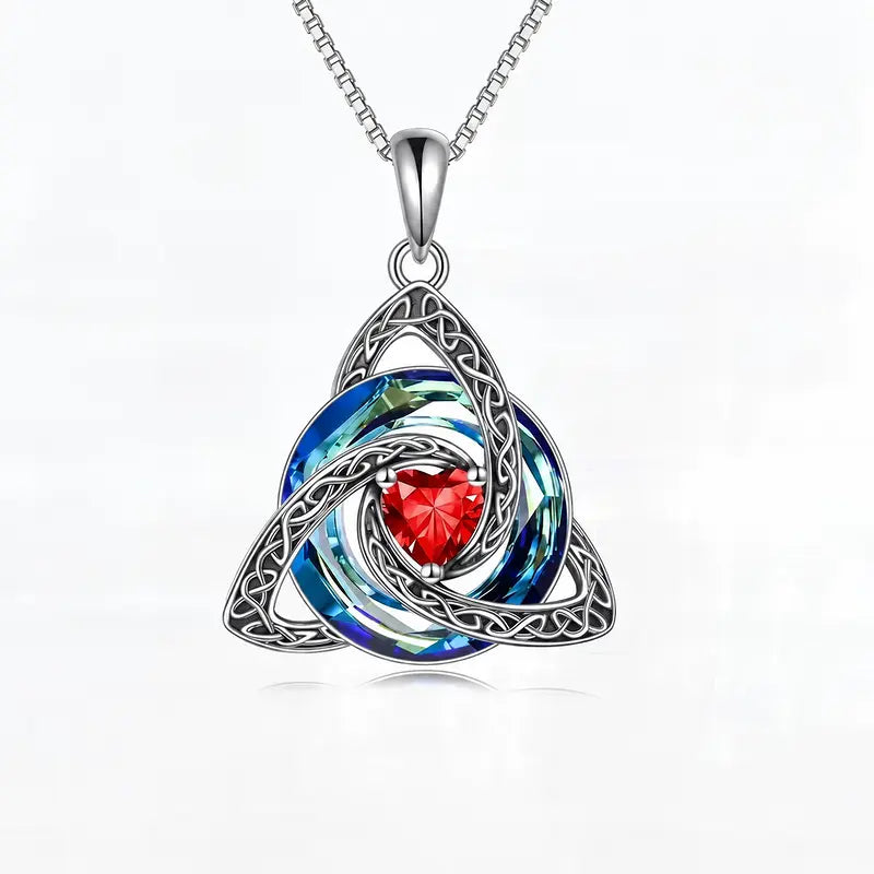 Celtic Trinity Knot Birthstone Necklace