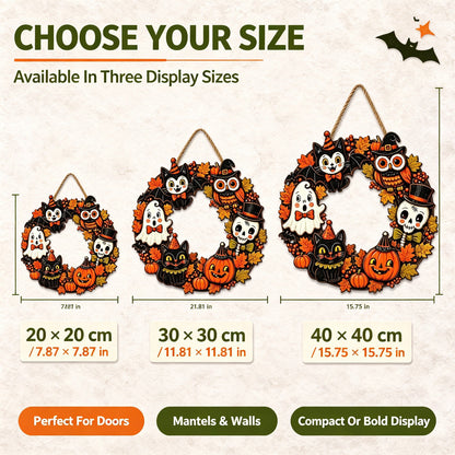 🎃 Hand-Carved 3D Halloween Wooden Door Hanger 👻