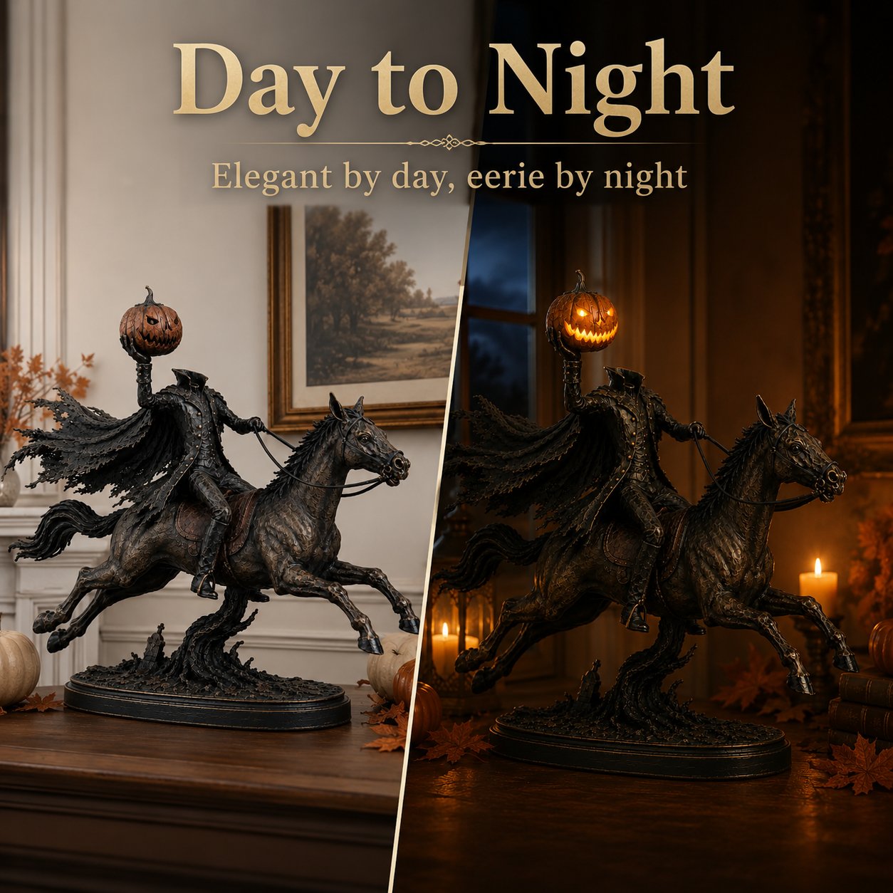 ⏰Limited Stock 50% OFF - 🎃🏇Midnight Chase Headless Horseman Statue✨
