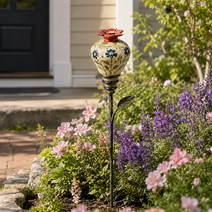 Retro hummingbird feeder garden pole