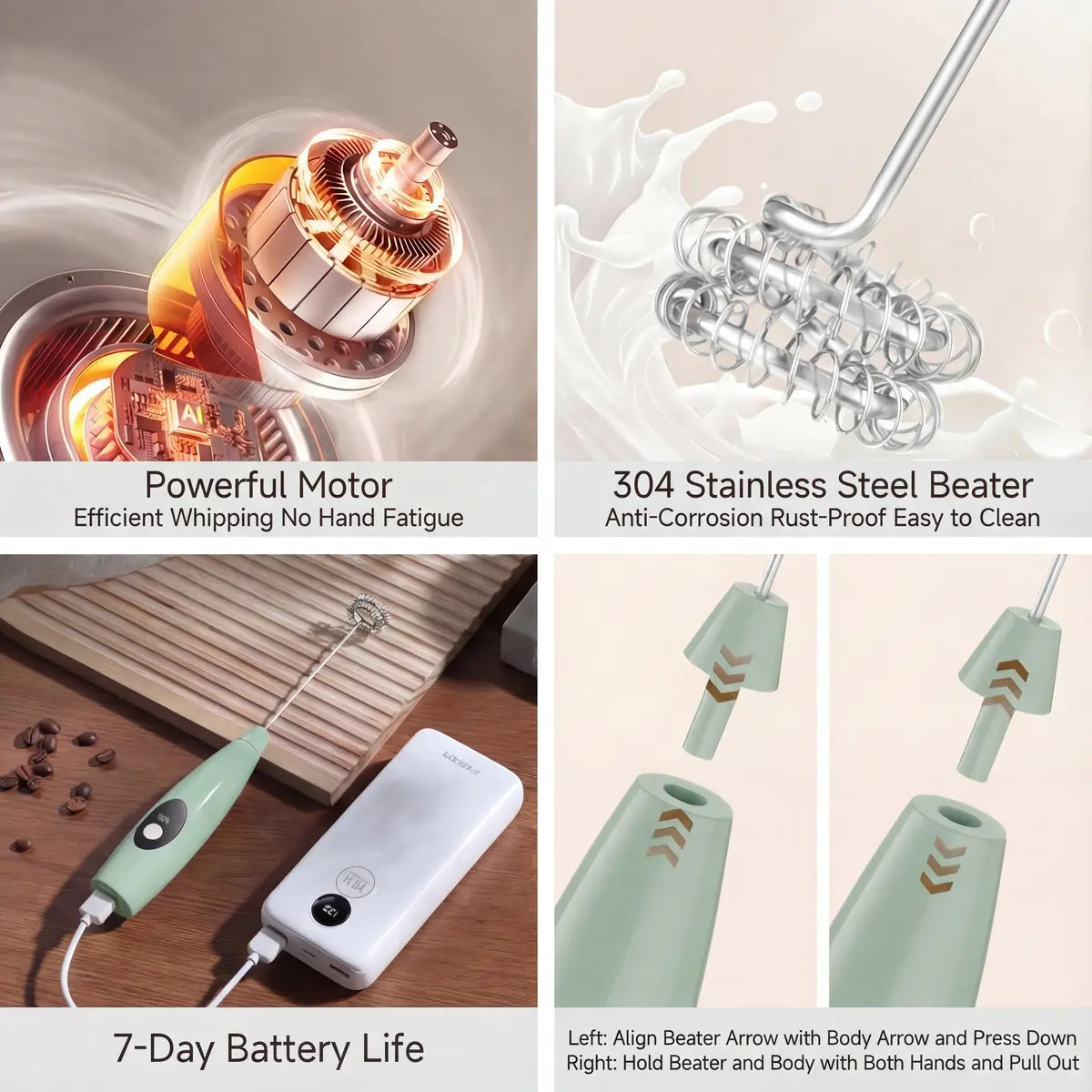 ☕ Portable Electric Frother – Rich Creamy Foam Anytime