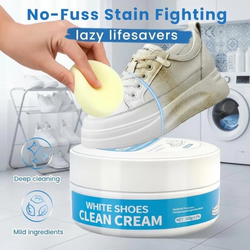 🔥🎁Waterless cleaning cream for white shoes with sponge