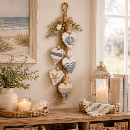 Rustic Hanging Heart Wall Decor with Optional Warm Lights