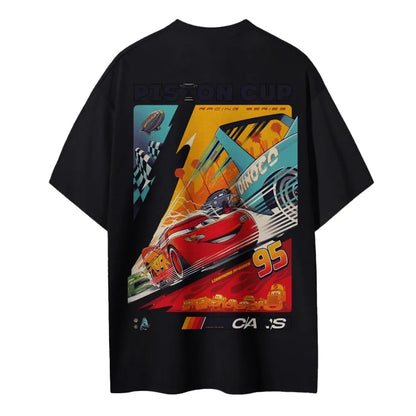 Crazy Racing McQueen Unisex Round Neck Anime T-shirt