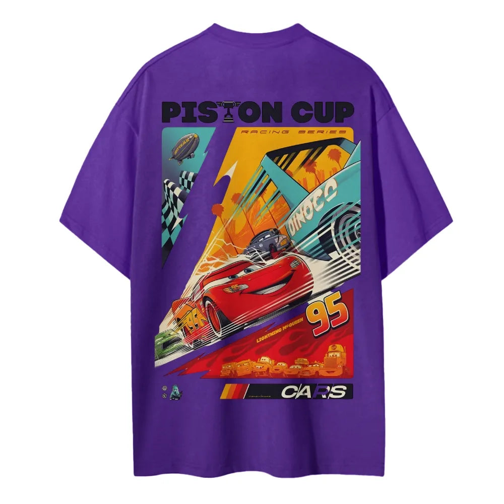 Crazy Racing McQueen Unisex Round Neck Anime T-shirt