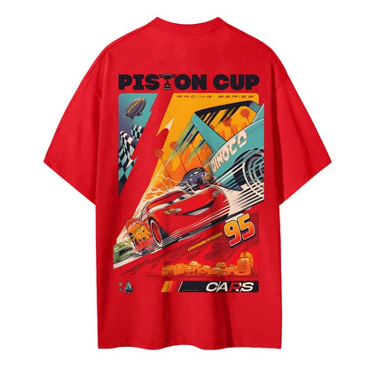 Crazy Racing McQueen Unisex Round Neck Anime T-shirt