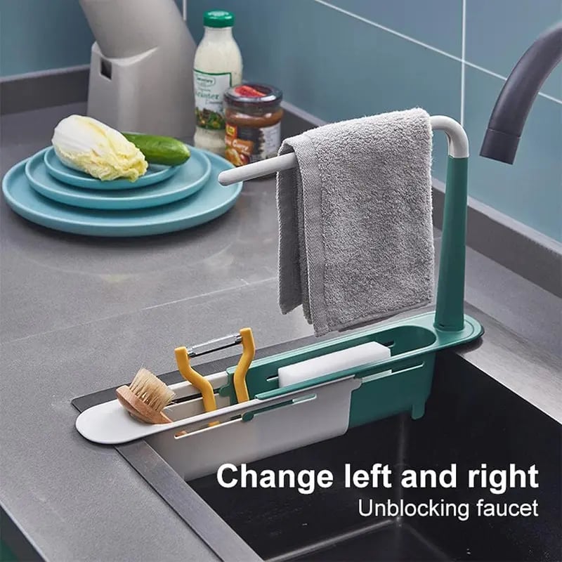 1PCS Retractable Sink Shelf — Adjustable-Length Sink Organizer & Expandable Kitchen Towel Rack