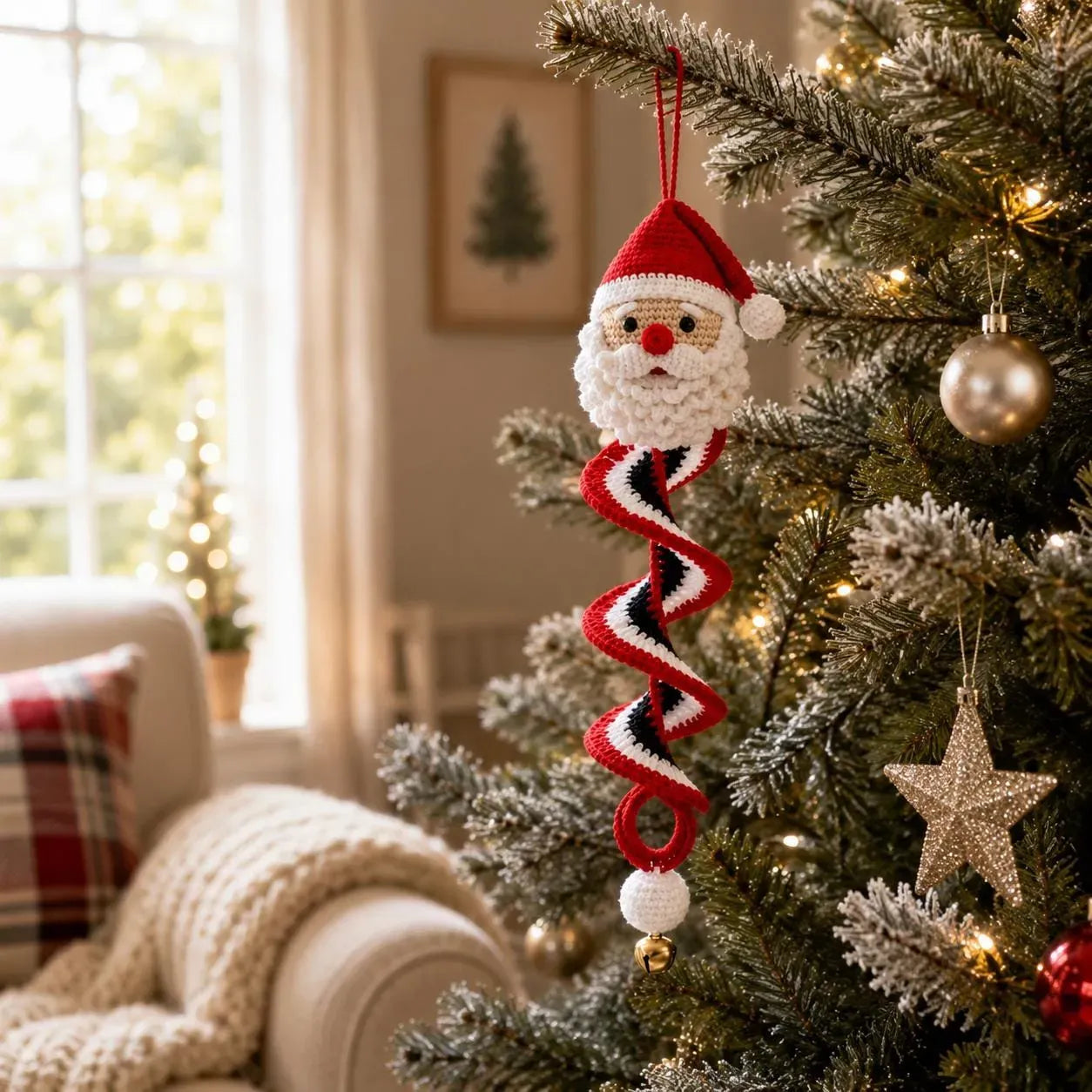 ☃️Crochet Snowman Spiral Ornament DIY Kit | Complete Beginner-Friendly Set with Soft Yarn, Crochet Hook, Festive Beads, Snowflakes & Step-by-Step Guide 🧶🎄✨