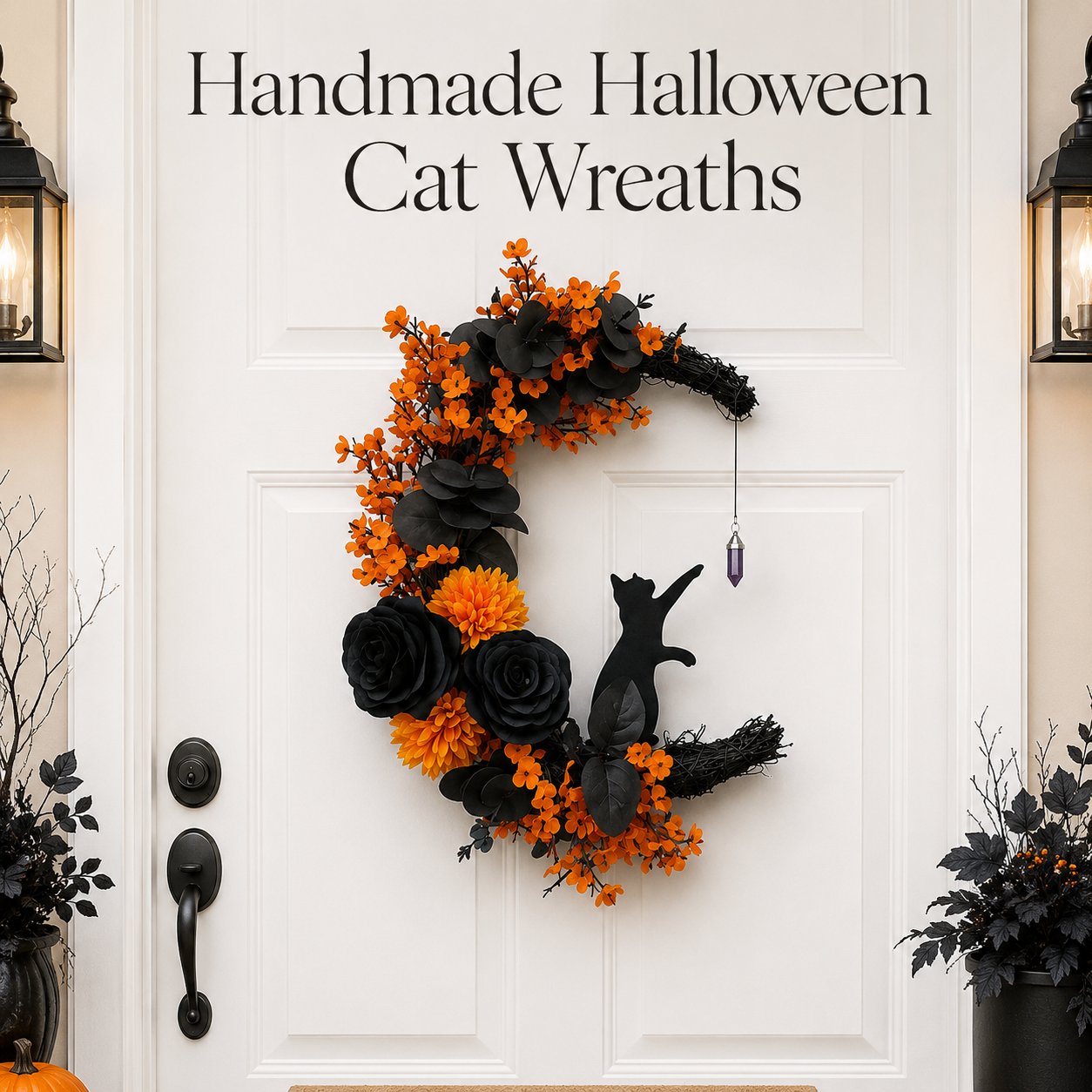 🐈‍⬛🌙Handmade Halloween Cat Wreath(📦Buy 2 Free Shipping)