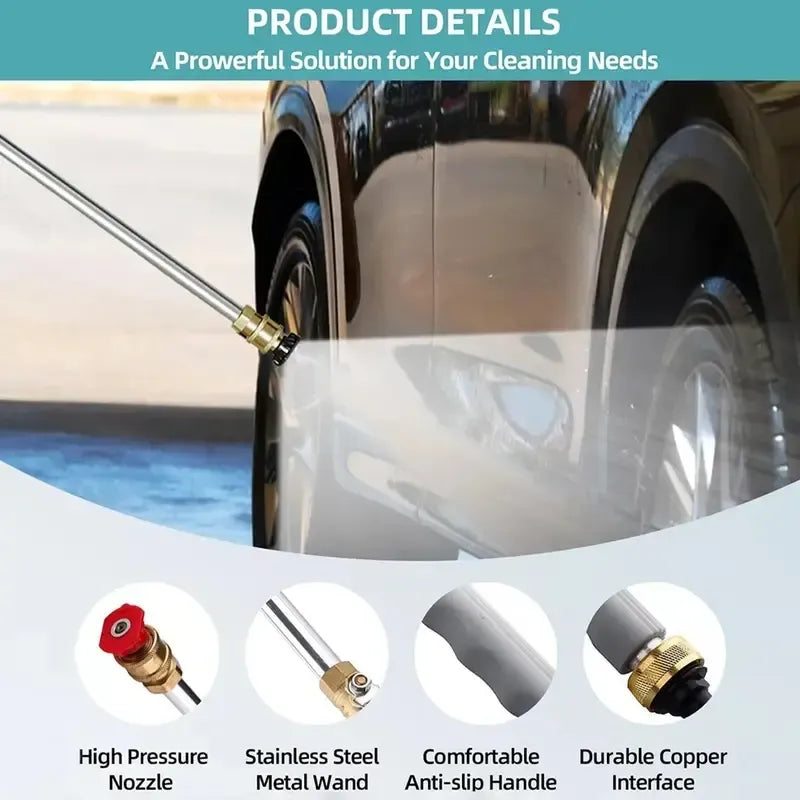 Jet Nozzle Power Washer for Garden Hose, Includes 2 High-Pressure Nozzles and Quick Connectors