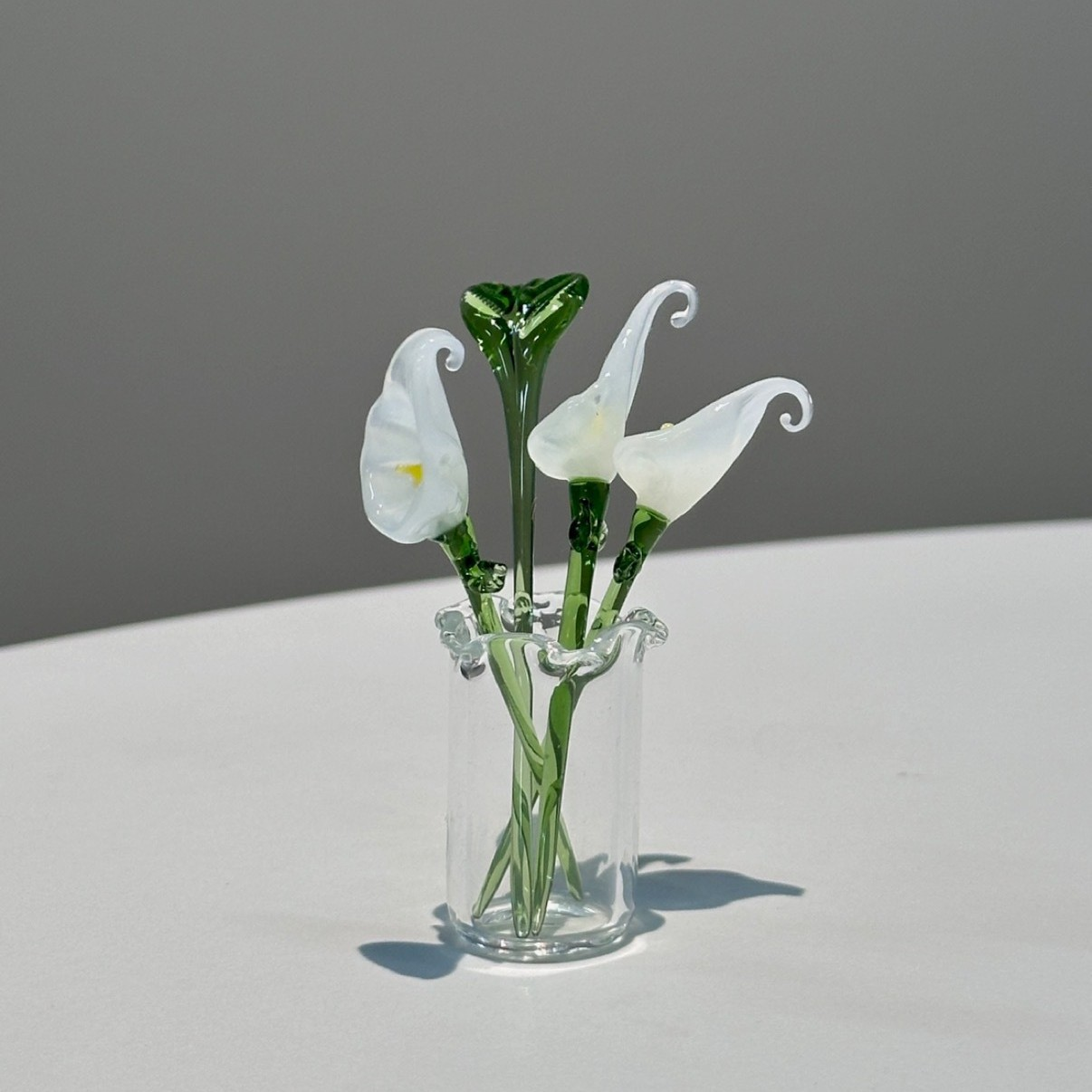 Mini Glass Flower Ornament Crafts Artificial Flower Floral Figurine