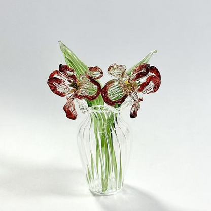 Mini Glass Flower Ornament Crafts Artificial Flower Floral Figurine