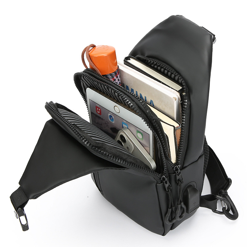 🔥 Hot Sale | Men’s Waterproof Sling Bag with USB Charging Port