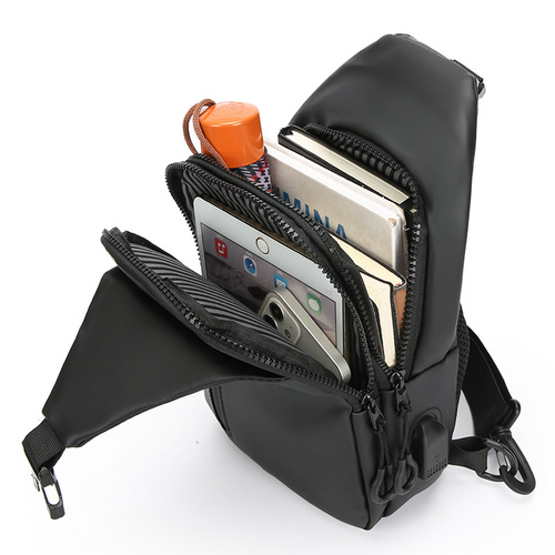 🔥 Hot Sale | Men’s Waterproof Sling Bag with USB Charging Port