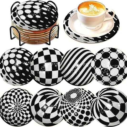 🌅 Sparkling DIY Diamond Painting Cup Coasters – 8PCS Set