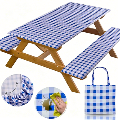 🧺 Stretch Picnic Tablecloth Set | Bench Covers + Carry Bag Included 👜
