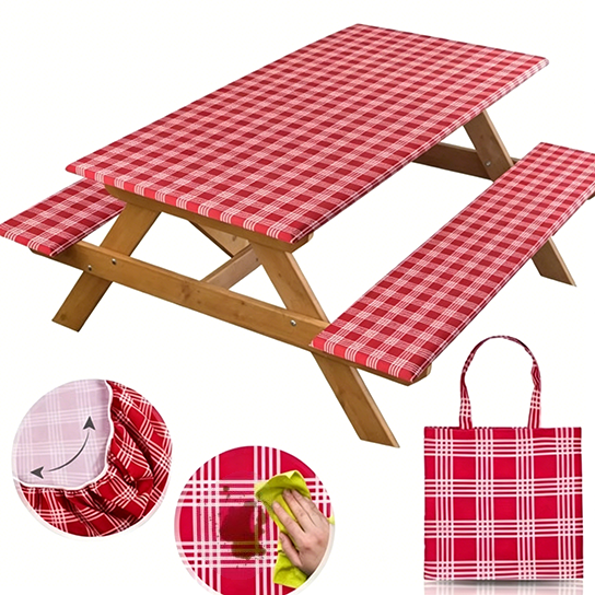 🧺 Stretch Picnic Tablecloth Set | Bench Covers + Carry Bag Included 👜