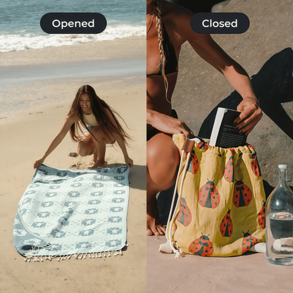 🌊🏖️Beach Towel & Bag in One ✨ 2-in-1 Convertible Design