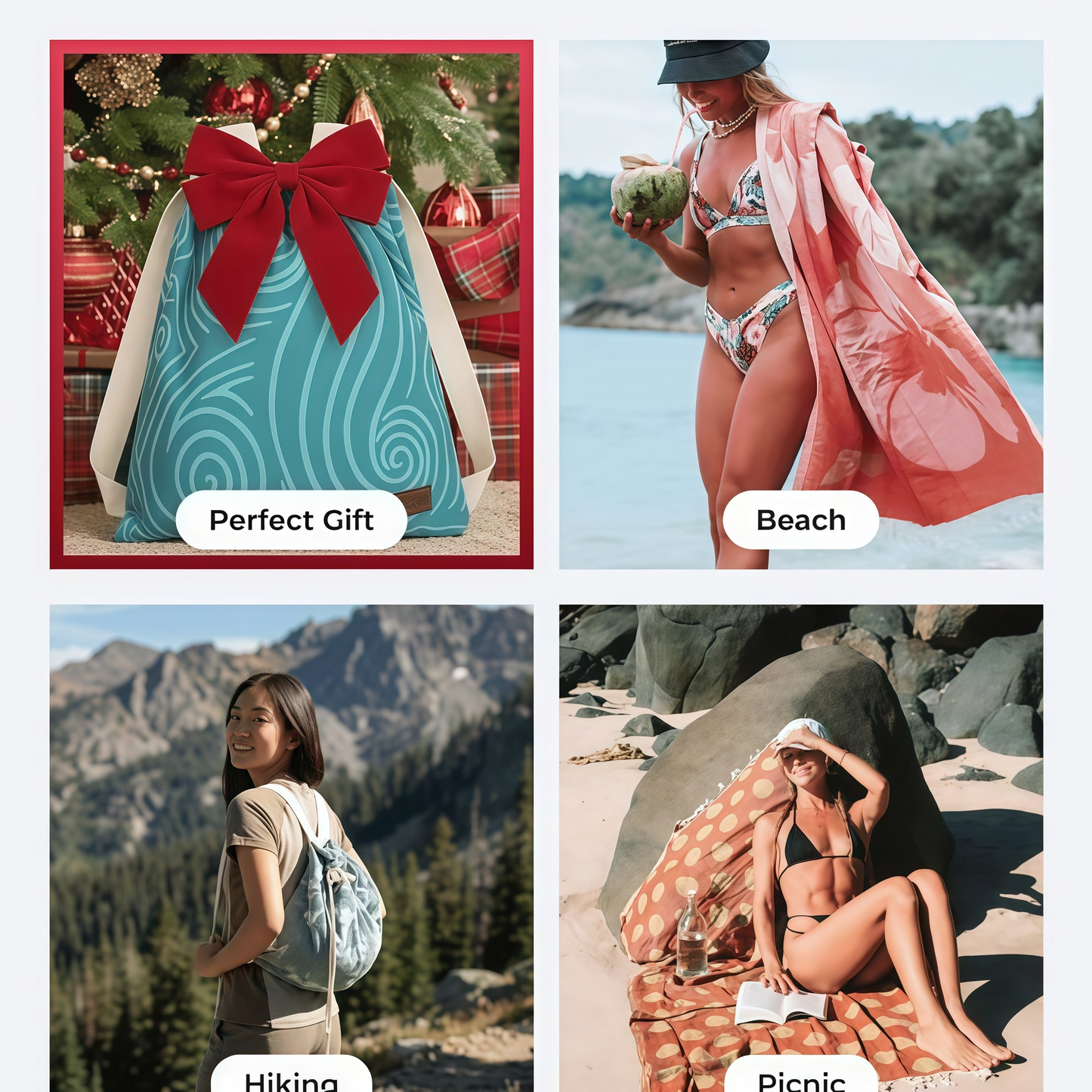 🌊🏖️Beach Towel & Bag in One ✨ 2-in-1 Convertible Design