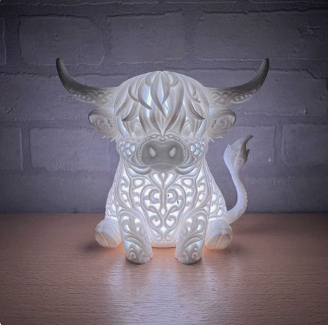 Warm Glow Highland Cow Table Lamp