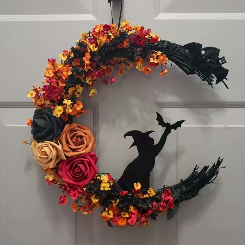 🔥Last Day 49% OFF - 🐈‍⬛🌙Handmade Halloween Cat Wreath(📦Buy 2 Free Shipping)