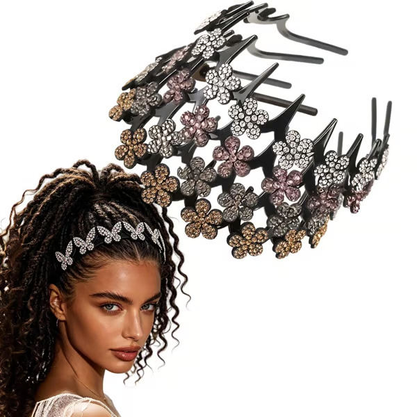 ✨ Wavy Butterfly Headband Set – Non‑Slip, Sparkling, 4 Colors