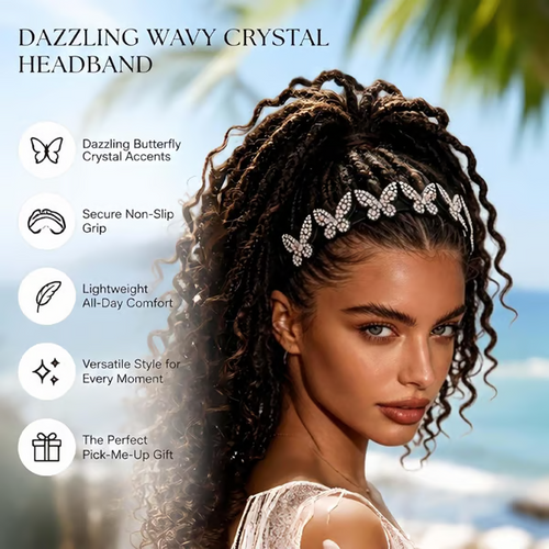 ✨ Wavy Butterfly Headband Set – Non‑Slip, Sparkling, 4 Colors