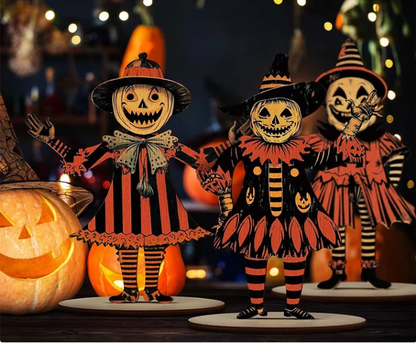 Vintage Halloween Wooden Wall Hanging Set