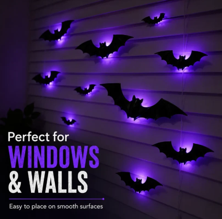 3D LED Bat Light Halloween Wall Decor – Glowing Spooky Party Ornaments (24-Piece Set)