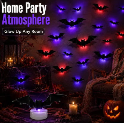 3D LED Bat Light Halloween Wall Decor – Glowing Spooky Party Ornaments (24-Piece Set)