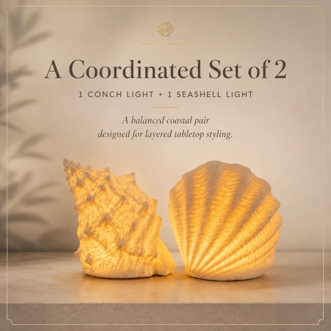 🔥Last Day 50% OFF🔥Coastal Afterglow Shell & Conch Light Set🐚