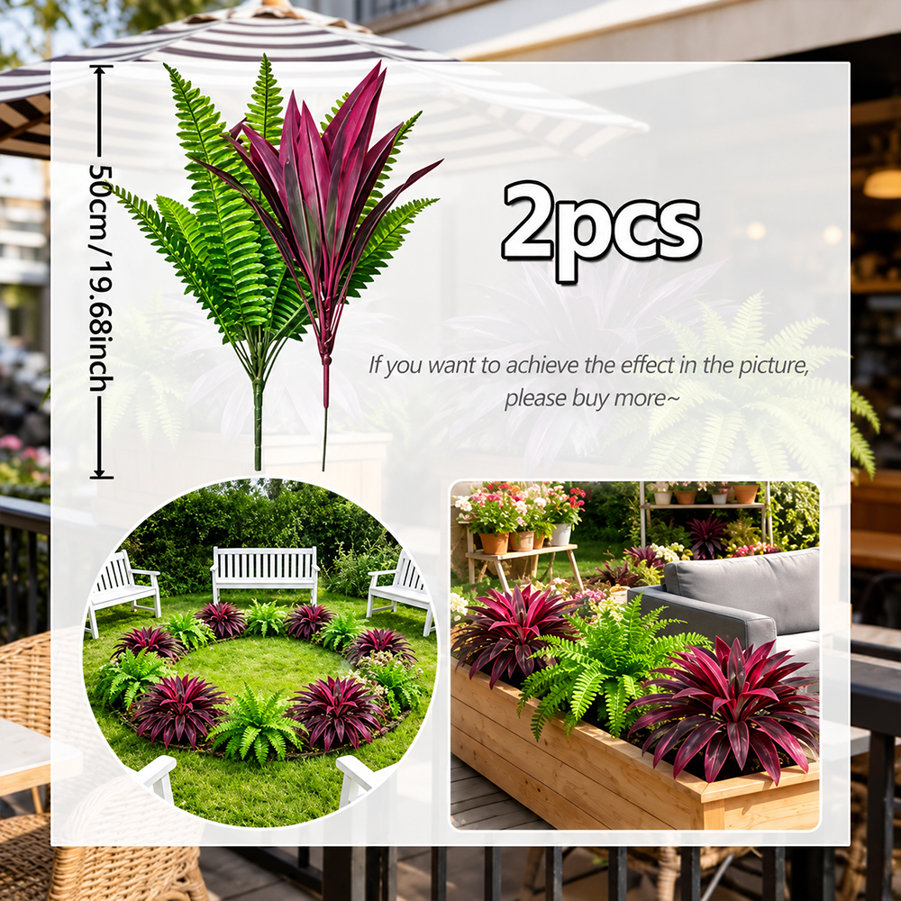 🔥UV‑Resistant Artificial Fern & Red Dracaena Decor Plants