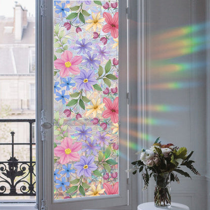 💐Colorful flowers, dazzling sunlight, double-sided visible glass decorative wall stickers