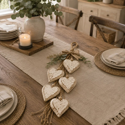 Rustic Hanging Heart Wall Decor with Optional Warm Lights