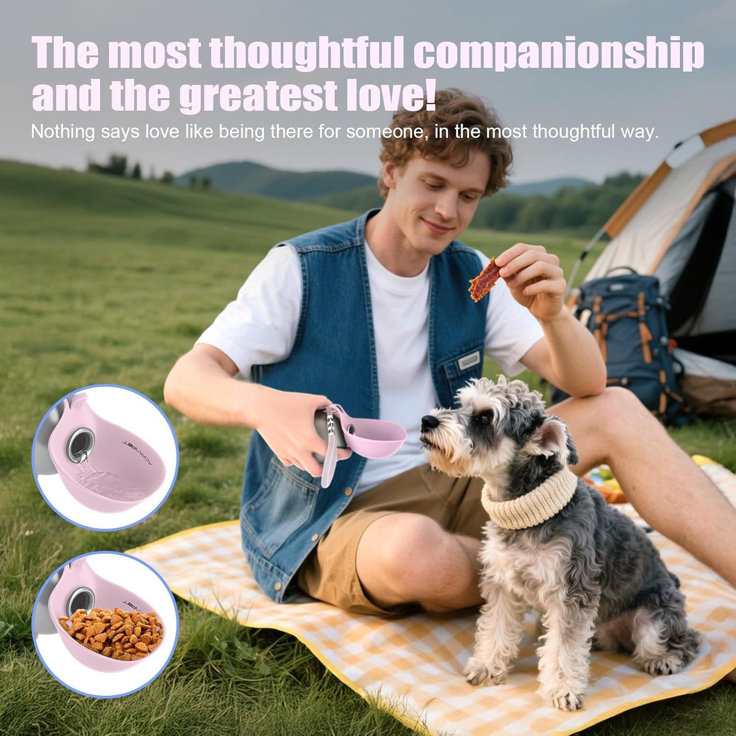 Portable Dog Water Bottle 10oz/285ml Stainless Steel Travel Dog Water Dispenser with Bowl  🔥🔥🔥Buy 2 Get 10 Off
