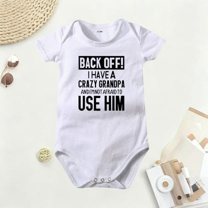 🔥Hot Sale 49% off🌟👶 "Back Off! I Have a Crazy Grandpa" Cute Cotton Baby Bodysuit