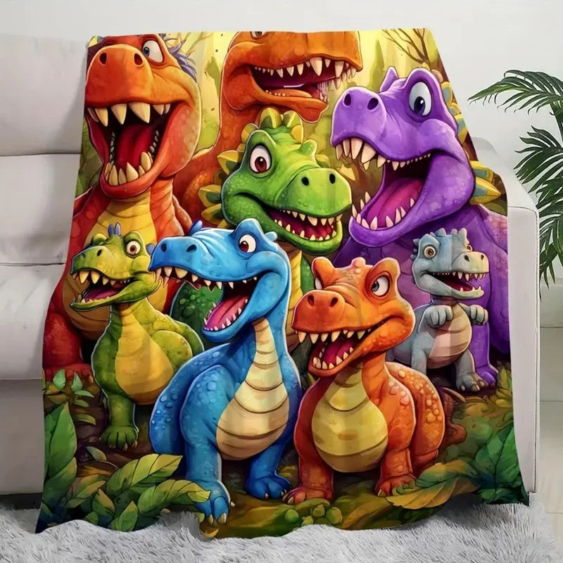 🌟Cute Smiling Dinosaurs HD Digital Print Flannel
